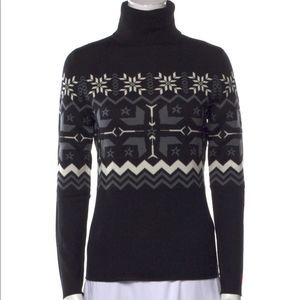 NWT Perfect Moment Ski Merino Wool Sweater Mock Neck Base Layer Black White NEW